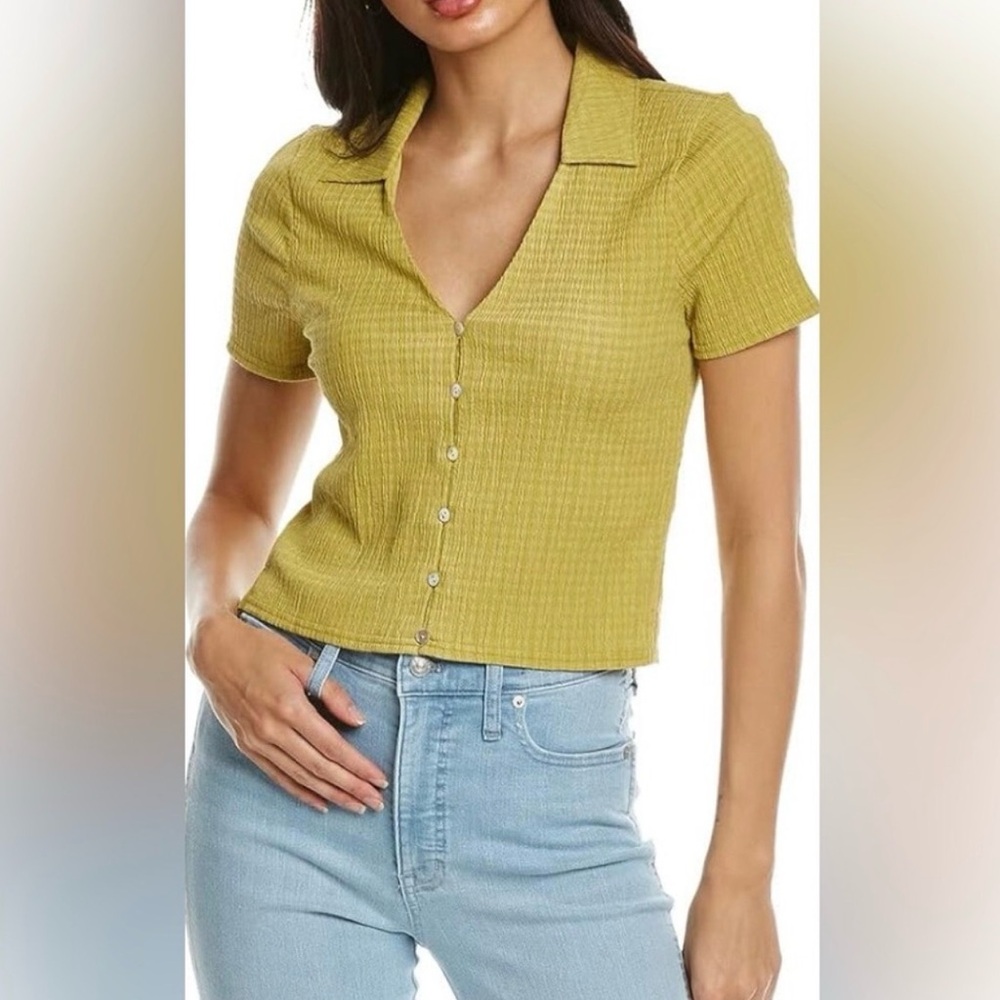 Madewell Mustard Button-Up Blouse with Collar